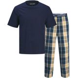 Jack & Jones Heren pyjamaset giftbox jacluca geruit donkerblauw/oranje