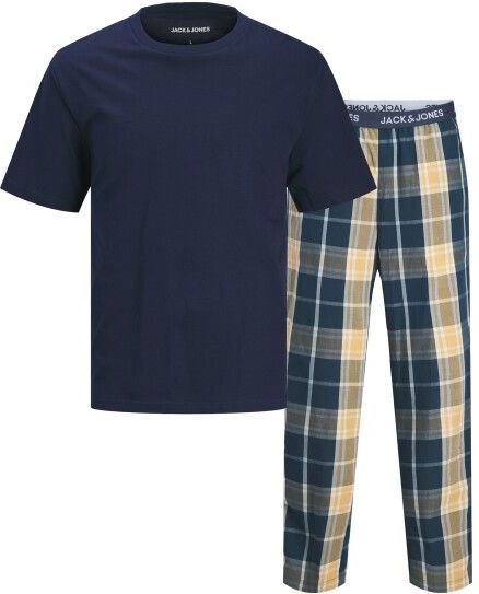 Jack & Jones Heren pyjamaset giftbox jacluca geruit donkerblauw/oranje