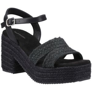 Hush Puppies - Jamelia - Espadrille - Zwart - Hak - Textiel - Dames