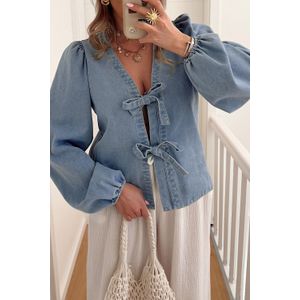 Denim Knoop Voor Jacket