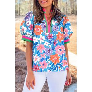 Bloemmotief Puff Sleeve Blouse