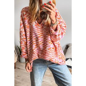 Gebreide V-hals Trui met Patroon