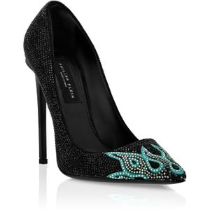 Philipp Plein - Suede Strass Decollete High Heels Flame - Zwart - Dames