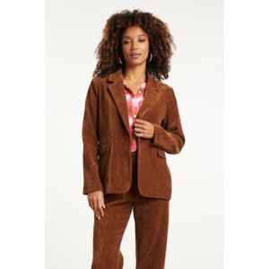 Smashed Lemon - Retro Chic - Bruine Blazer - Velvet-achtige Stof - Losvallende Pasvorm