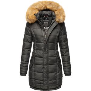 Navahoo Dames Winterjas Papaya – Getailleerd, Warm & Met Afneembare Bontkraag