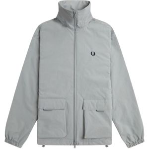 Fred Perry - Grijze Jas - Met Patchzak en Ritssluiting