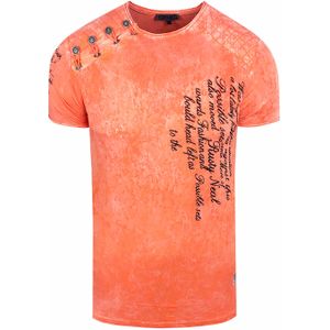 Rusty Neal - T-shirt - Gewassen met Zuur - Heren - Normale Pasvorm - 100% Katoen