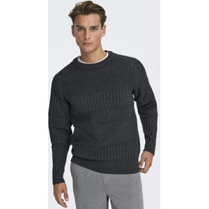 Only & Sons - Onsalkan - Pullover - Donkergrijze Melange - Katoen