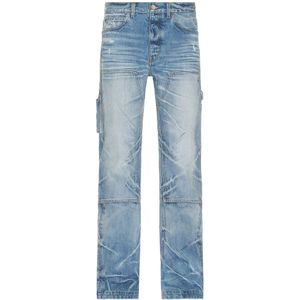 Amiri - Carpenter - Vervaagde Indigoblauwe Jeans - Rechte Pasvorm