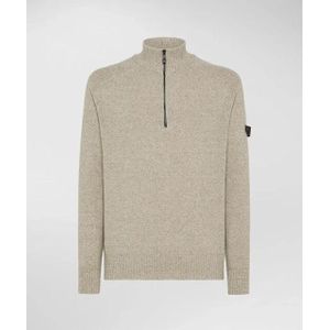 Peuterey Braille 03 wool half zip amaretto
