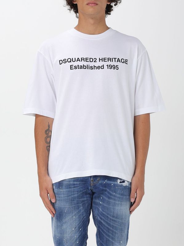 Dsquared 2 - T-Shirt - Wit - Katoen - Heritage Opgericht 1995