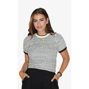 Reinders - Selena Stripes Top - Zwart - Peplum Top