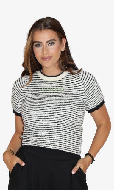 Reinders - Selena Stripes Top - Zwart - Peplum Top