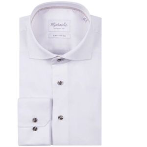 Michaelis Overhemd met donkere knopen en bruine band in kraag