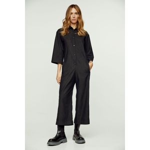 Jumpsuit - Donkergrijs - Geweven Stretch Denim - Â¾ Mouwen