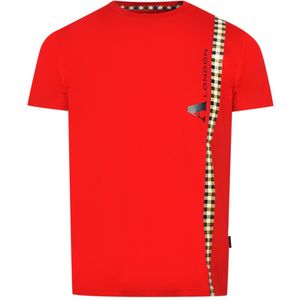 Aquascutum - TSIA19 52 - T-shirt - Rood - Verticaal Geruit Logo