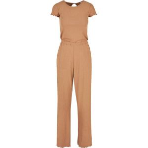Urban Classics Dames jumpsuit met geribbelde wijde pijpen