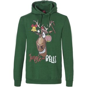 Apollo Heren kersttrui met capuchon jingle bells hoodie kerst print
