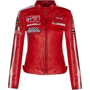 Dames lederen biker racebadges jas-Agadir
