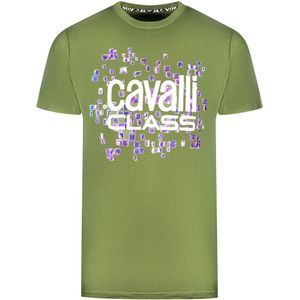 Cavalli Class Schalenontwerp Logo Groene T-Shirt