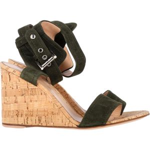 Gianvito Rossi Portofino Wedge in Groene Suède