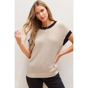 Katoenen gebreide pullover met korte mouwen