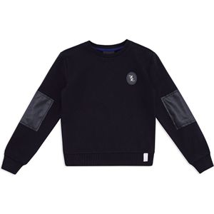 Sweatshirt - Double B - Katoenen Fleece - Met Faux Leer - Crewneck