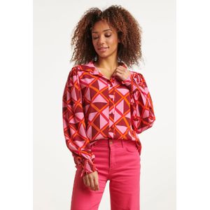 Smashed Lemon 23501 dames blouse met pofmouwen in grafische print