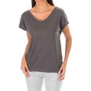Tommy Hilfiger - T-shirt - Grijs - Dames - Korte Mouwen - V-hals