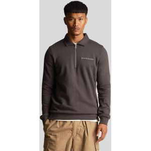Lyle And Scott - Sweatshirt - Gunmetal - Heren - Geborduurde Kraag - Quarter Zip