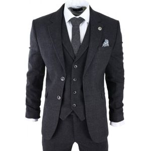 Heren - 3-delig Pak - Zwart - Peaky Blinders - Klassieke Pasvorm