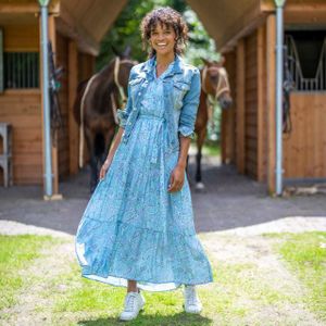 HV Society - Jurk - Viscose - Lange Jurk met Lagen - Halflange Pofmouw