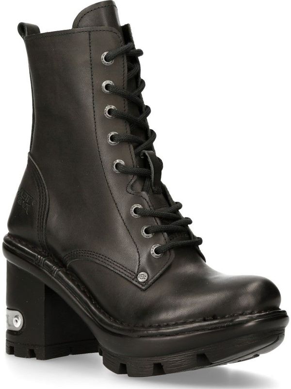 New Rock - Enkellaars - Zwart - Koeienleer