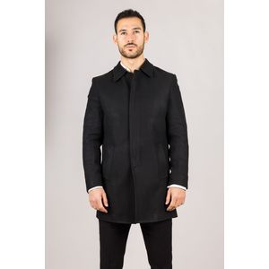Herenjas van wolmix met klassieke kraag en zwarte overjas