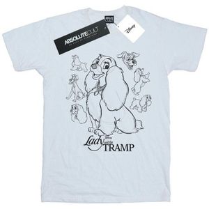 Li-cense Disney dames lady and the tramp collage schets katoenen vriendje t-shirt