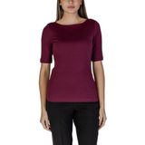 T-shirts - Paars - Boat Neck Short Sleeve Top