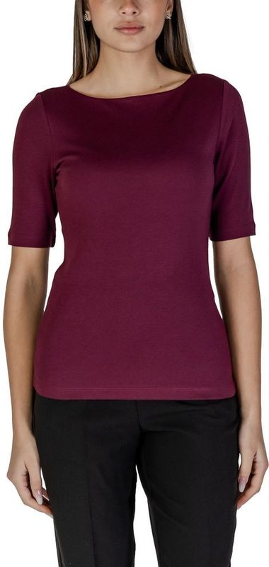 T-shirts - Paars - Boat Neck Short Sleeve Top