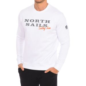 North Sails - Geribbelde Ronde Hals Sweater - Wit - Heren