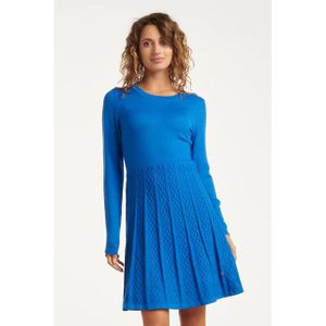 Smashed Lemon - 23829 - Ronde Hals Jurk - Kobalt - Uitlopende Rok