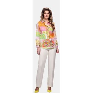 Mucho Gusto - Blouse Francis Bay - Patchwork - Roze Groen - Viscose