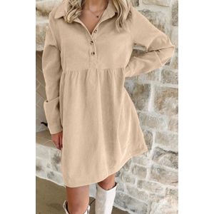 Corduroy Knopen Mini Jurk