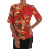 Dolce & Gabbana Oranjedruk Blouse met Kristalversieringen