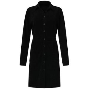 Smashed Lemon - Zwarte Corduroy Overhemdjurk - Dames - Uitlopende Pasvorm