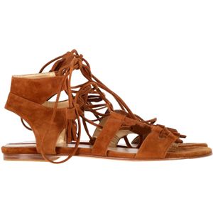 Stuart Weitzman Sandalen met Bandjes in Bruin Suède