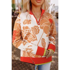 Bloemenprint Zip-up Trui