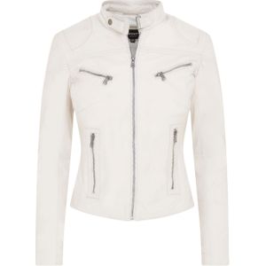 Dames - Tulsa - Leren Bikerjack - Wit - Slim-fit