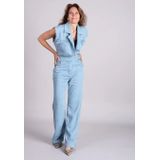 Homage to Denim Homage flowy sleeveless cross over jumpsuit licht