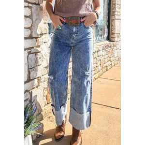 Wijd Gesneden Versleten Jeans