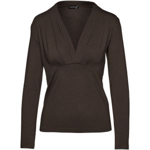 Tops - Bruin - Imitatiewikkeltop - Lange Mouwen - Duurzame Stretchjersey