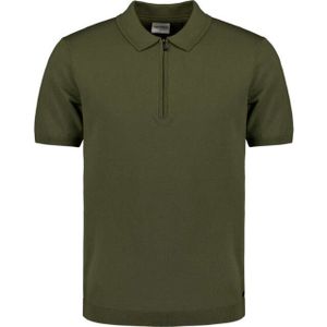 No Excess - Pullover Short Sleeve Polo Zip - Donkergroen - Poloshirt